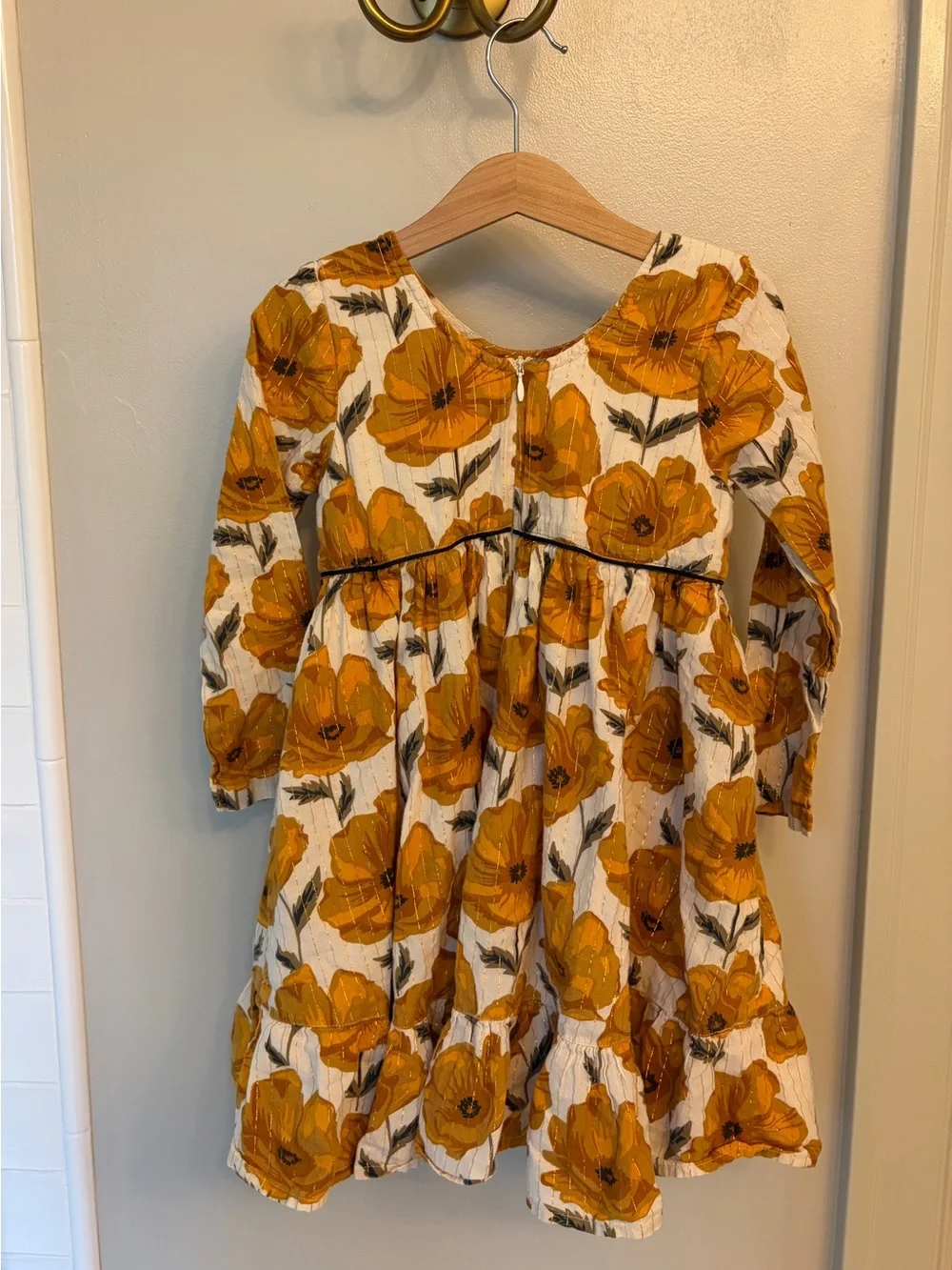 Pink Chicken White Dress with Bold Yellow Floral Print